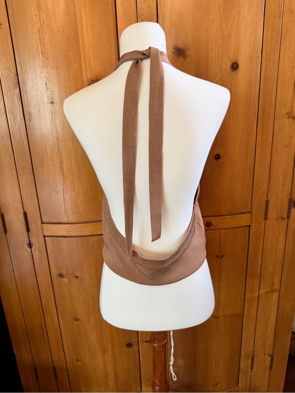 STAUD Brown Twisted Halter Top, Size L - Picture 3 of 6